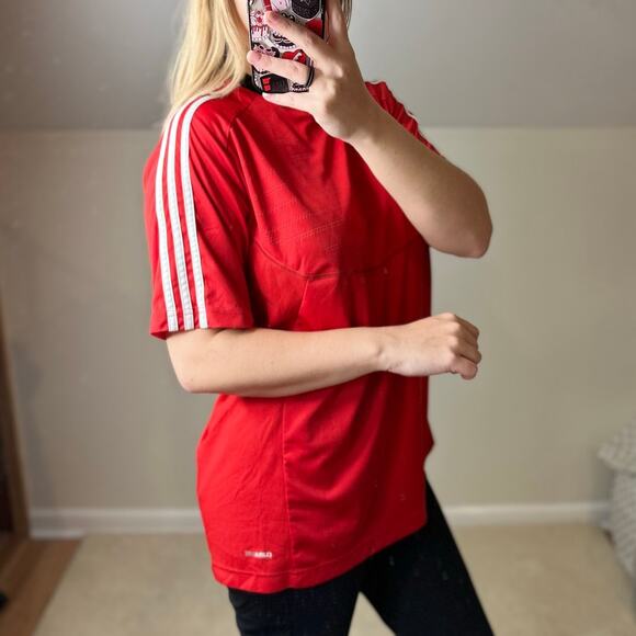 Adidas: Red Black and White Athletic Dri-fit Tee - Picture 1 of 9